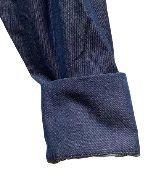 DRESSTERIOR（ドレステリア）DRESSTERIOR (ドレステリア) デニムライクスタンドフリルブラウス ネイビー サイズ:38の古着・服飾アイテム