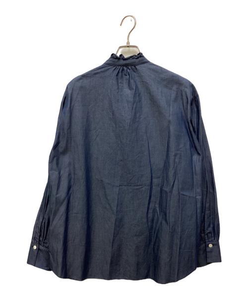 DRESSTERIOR（ドレステリア）DRESSTERIOR (ドレステリア) デニムライクスタンドフリルブラウス ネイビー サイズ:38の古着・服飾アイテム