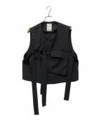 Ujoh×STUDIOUSウジョー×ステュディオス）の古着「STUDIOUS別注 Pocket W Belted Vest/ポケットダブルベルトベスト」｜ブラック