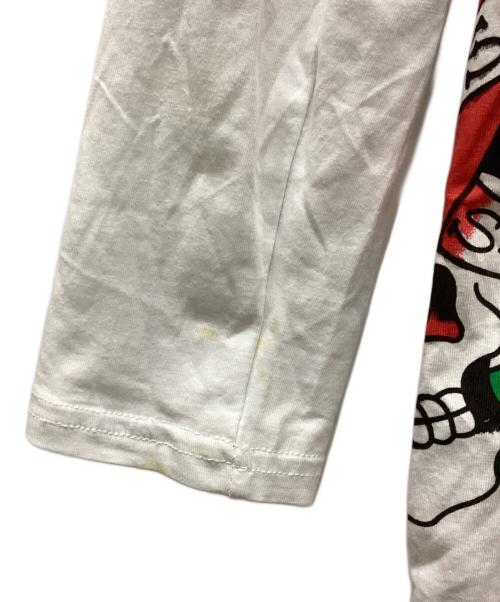 Ed Hardy（エド ハーディー）ED HARDY (エド ハーディー) ラインストーンヘンリーネックカットソー ホワイト サイズ:Lの古着・服飾アイテム