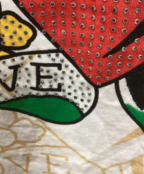 Ed Hardy（エド ハーディー）ED HARDY (エド ハーディー) ラインストーンヘンリーネックカットソー ホワイト サイズ:Lの古着・服飾アイテム