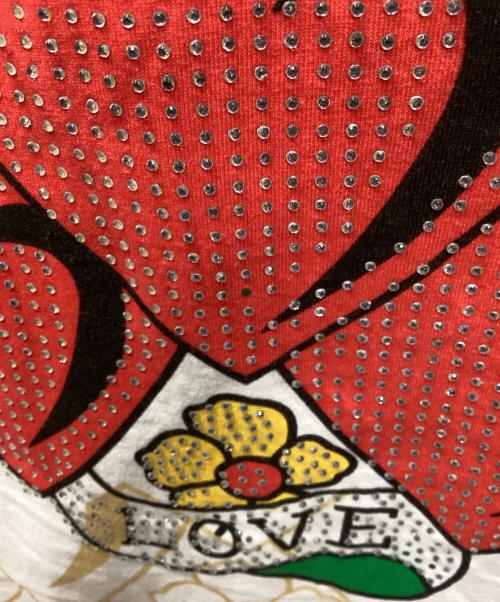 Ed Hardy（エド ハーディー）ED HARDY (エド ハーディー) ラインストーンヘンリーネックカットソー ホワイト サイズ:Lの古着・服飾アイテム