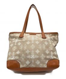 genten（ゲンテン）の古着「ジャガードモノグラムトートバッグ」｜ホワイト×ベージュ