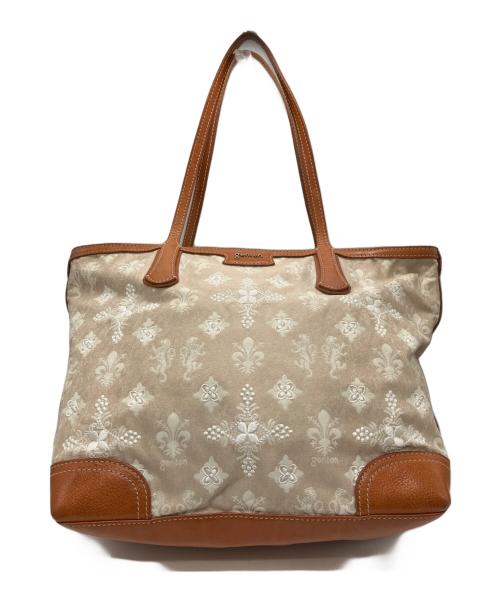 genten（ゲンテン）genten (ゲンテン) ジャガードモノグラムトートバッグ ホワイト×ベージュの古着・服飾アイテム