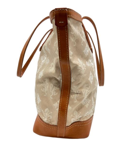 genten（ゲンテン）genten (ゲンテン) ジャガードモノグラムトートバッグ ホワイト×ベージュの古着・服飾アイテム