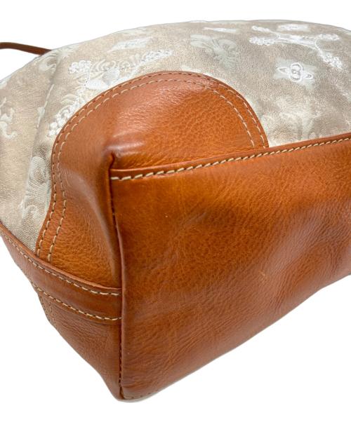 genten（ゲンテン）genten (ゲンテン) ジャガードモノグラムトートバッグ ホワイト×ベージュの古着・服飾アイテム