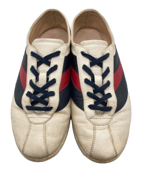 GUCCI（グッチ）GUCCI (グッチ) ビー刺繍シェリーラインスニーカー ベージュ サイズ:8の古着・服飾アイテム