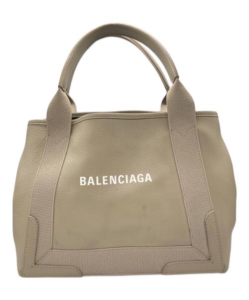 BALENCIAGA（バレンシアガ）BALENCIAGA (バレンシアガ) ネイビーカバスS トートバッグ ベージュの古着・服飾アイテム