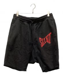 SAINT MICHAEL（セントマイケル）の古着「ロゴスウェットハーフパンツ」｜ブラック