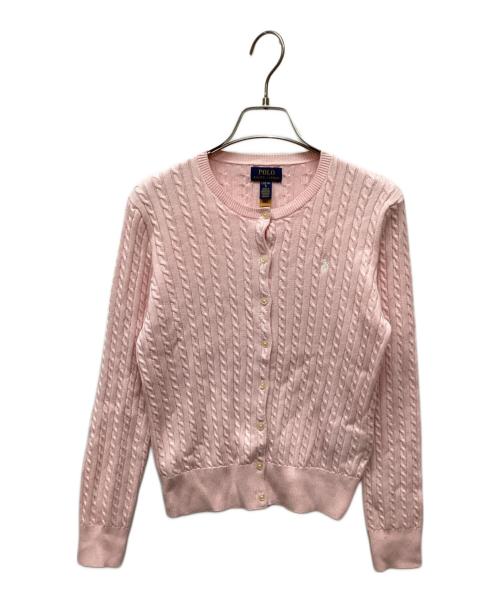 POLO RALPH LAUREN（ポロ・ラルフローレン）POLO RALPH LAUREN (ポロ・ラルフローレン) ケーブルニットカーディガン ピンク サイズ:Lの古着・服飾アイテム