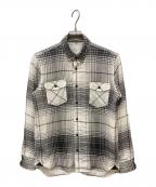 sacaiサカイ）の古着「メッシュレイヤードチェックシャツ」｜ホワイト×ブラック