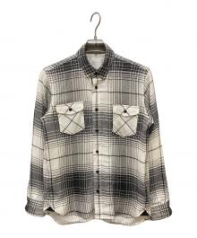 sacai（サカイ）の古着「メッシュレイヤードチェックシャツ」｜ホワイト×ブラック