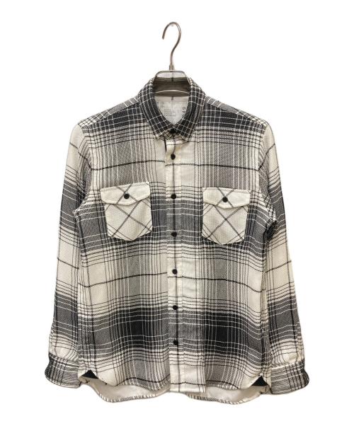 sacai（サカイ）sacai (サカイ) メッシュレイヤードチェックシャツ ホワイト×ブラック サイズ:1の古着・服飾アイテム
