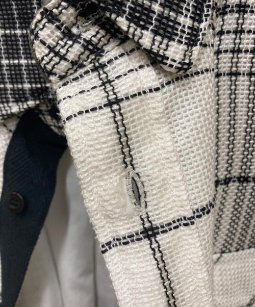 sacai（サカイ）sacai (サカイ) メッシュレイヤードチェックシャツ ホワイト×ブラック サイズ:1の古着・服飾アイテム