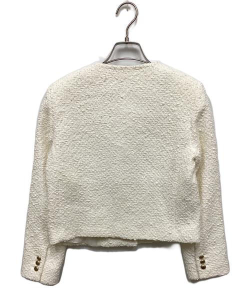 Max Mara Studio（マックスマーラ ストゥディオ）MAX MARA STUDIO (マックスマーラ ストゥディオ) メタルボタンノーカラーツイードジャケット ホワイト サイズ:34の古着・服飾アイテム