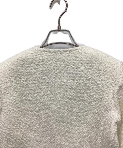 Max Mara Studio（マックスマーラ ストゥディオ）MAX MARA STUDIO (マックスマーラ ストゥディオ) メタルボタンノーカラーツイードジャケット ホワイト サイズ:34の古着・服飾アイテム