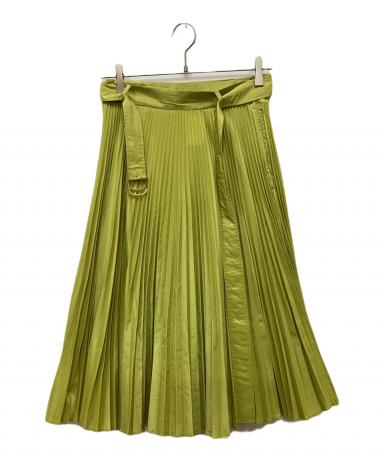 【良品】Max Mara　イエローグリーン　 プリーツスカート　Lサイズ 中古・古着通販】MaxMara (マックスマーラ) プリーツスカート 黄緑