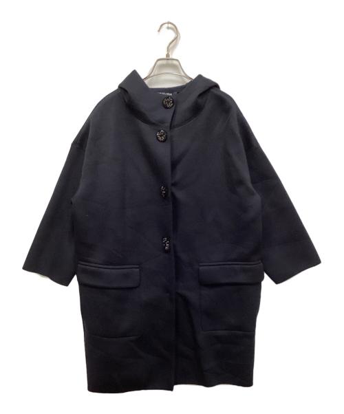 'S Max Mara（エスマックスマーラ）'S Max Mara (エスマックスマーラ) ビジューボタンボンディングフーデッドコート ネイビー サイズ:Sの古着・服飾アイテム