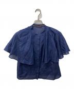 TOMORROW LAND collectionトゥモローランドコレクション）の古着「コットンシルク ケープカラーブラウス」｜ネイビー