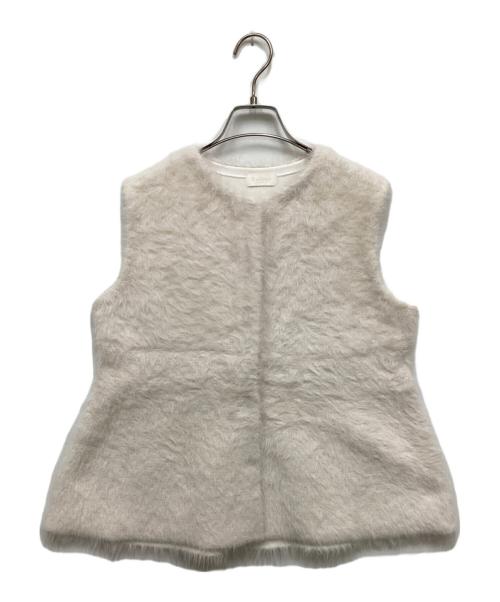 BALLSEY（ボールジィ）BALLSEY (ボールジィ) フェザーヤーンペプラムベスト ホワイト サイズ:Sの古着・服飾アイテム
