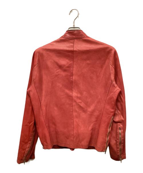 COLLECTION PRIVEE?（コレクション プリベー）COLLECTION PRIVEE? (コレクション プリベー) ガーメントダイシングルライダースレザージャケット レッド サイズ:46の古着・服飾アイテム