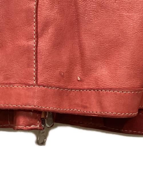 COLLECTION PRIVEE?（コレクション プリベー）COLLECTION PRIVEE? (コレクション プリベー) ガーメントダイシングルライダースレザージャケット レッド サイズ:46の古着・服飾アイテム