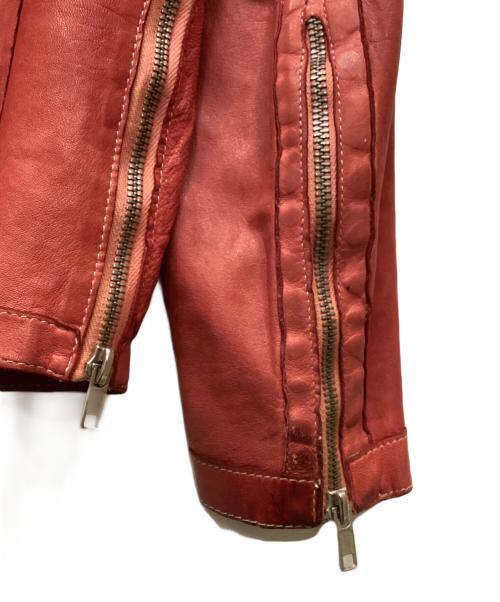 COLLECTION PRIVEE?（コレクション プリベー）COLLECTION PRIVEE? (コレクション プリベー) ガーメントダイシングルライダースレザージャケット レッド サイズ:46の古着・服飾アイテム