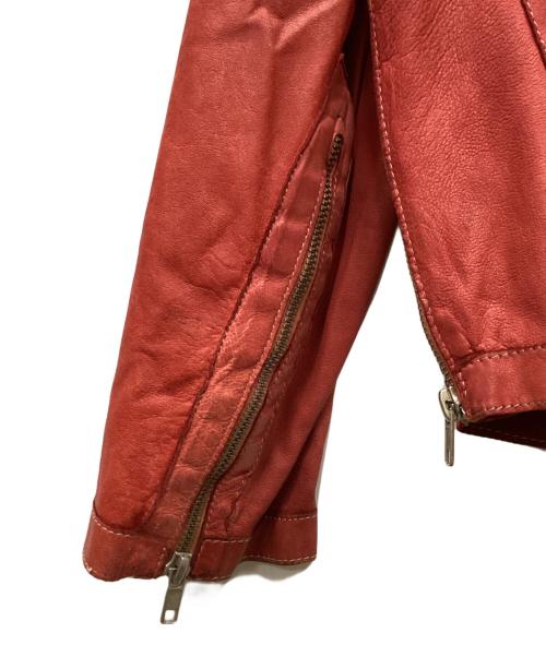 COLLECTION PRIVEE?（コレクション プリベー）COLLECTION PRIVEE? (コレクション プリベー) ガーメントダイシングルライダースレザージャケット レッド サイズ:46の古着・服飾アイテム