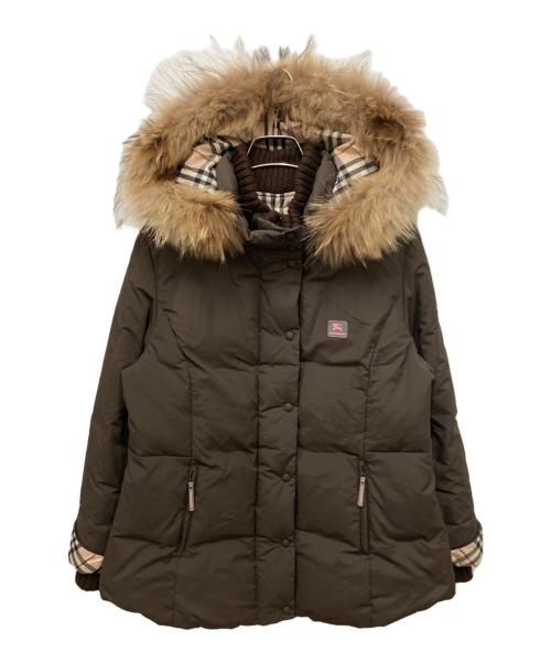 BURBERRY LONDON（バーバリーロンドン）BURBERRY LONDON (バーバリーロンドン) ラクーンファーノバチェックダウンジャケット ブラウン サイズ:160Aの古着・服飾アイテム