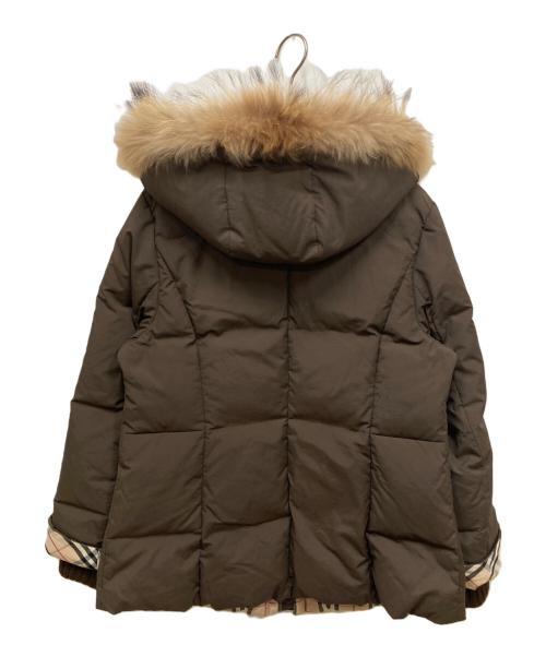 BURBERRY LONDON（バーバリーロンドン）BURBERRY LONDON (バーバリーロンドン) ラクーンファーノバチェックダウンジャケット ブラウン サイズ:160Aの古着・服飾アイテム