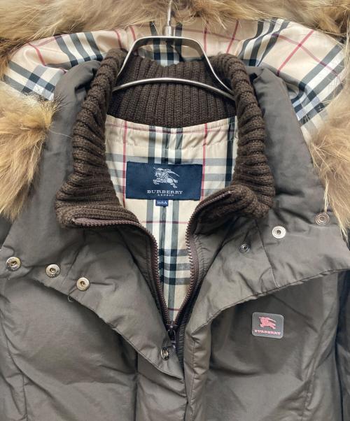 BURBERRY LONDON（バーバリーロンドン）BURBERRY LONDON (バーバリーロンドン) ラクーンファーノバチェックダウンジャケット ブラウン サイズ:160Aの古着・服飾アイテム