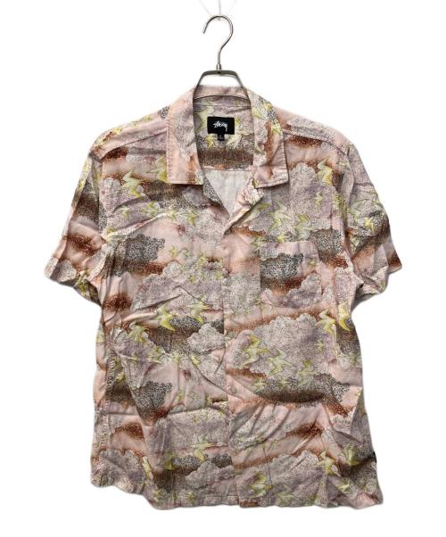 stussy（ステューシー）stussy (ステューシー) Cloud And Birds アロハシャツ ピンク サイズ:Lの古着・服飾アイテム