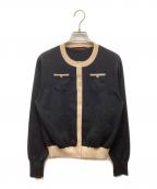 CABANキャバン）の古着「コットンカシミヤバイカラークルーネックカーディガン」｜ブラック