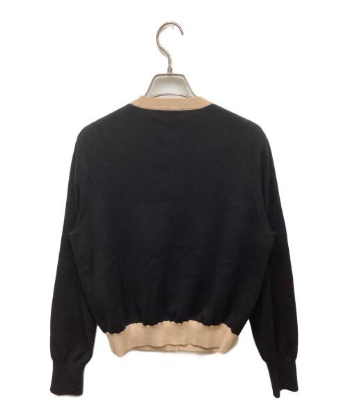 CABAN（キャバン）CABaN (キャバン) コットンカシミヤバイカラークルーネックカーディガン ブラック サイズ:FREEの古着・服飾アイテム