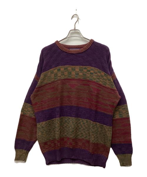 CHAPS RALPH LAUREN（チャップス ラルフローレン）CHAPS RALPH LAUREN (チャップス ラルフローレン) マルチパターンニット パープル サイズ:XLの古着・服飾アイテム