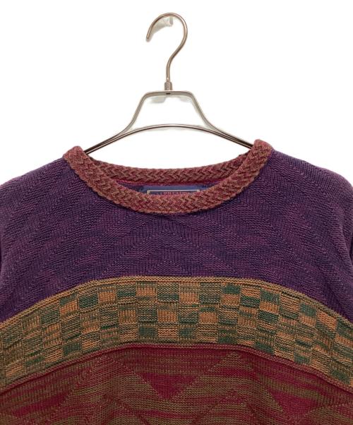 CHAPS RALPH LAUREN（チャップス ラルフローレン）CHAPS RALPH LAUREN (チャップス ラルフローレン) マルチパターンニット パープル サイズ:XLの古着・服飾アイテム