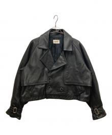 NotE（ノート）の古着「Contrast Over Trench Single/コントラストオーバートレンチシングルレザージャケット」｜ブラック