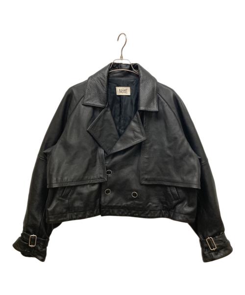 NotE（ノート）NotE (ノート) Contrast Over Trench Single/コントラストオーバートレンチシングルレザージャケット ブラック サイズ:46の古着・服飾アイテム