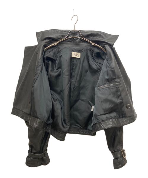 NotE（ノート）NotE (ノート) Contrast Over Trench Single/コントラストオーバートレンチシングルレザージャケット ブラック サイズ:46の古着・服飾アイテム