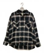 goldゴールド）の古着「NEL CHECK BIG WORK SHIRT／ネルチェックビッグワークシャツ」｜ブラック