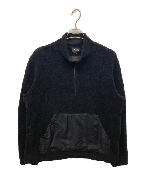 A.P.C.（アーペーセー）A.P.C. (アーペーセー) ウールパイルハーフジップジャケット ブラック サイズ:XLの古着・服飾アイテム
