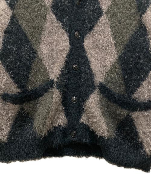 NUMBER (N)INE（ナンバーナイン）NUMBER (N)INE (ナンバーナイン) FEATHERY YARN ARGYLE JACQYARD KNIT CARDIGAN/フェザーリーヤーンアーガイルジャガードニットカーディガン グレー サイズ:3の古着・服飾アイテム
