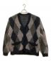 NUMBER (N)INE（ナンバーナイン）の古着「FEATHERY YARN ARGYLE JACQYARD KNIT CARDIGAN/フェザーリーヤーンアーガイルジャガードニットカーディガン」｜グレー