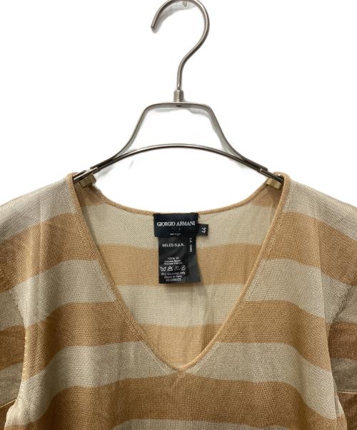 GIORGIO ARMANI（ジョルジョアルマーニ）GIORGIO ARMANI (ジョルジョアルマーニ) 半袖ボーダーニット ベージュ サイズ:４４の古着・服飾アイテム