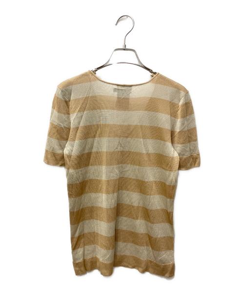 GIORGIO ARMANI（ジョルジョアルマーニ）GIORGIO ARMANI (ジョルジョアルマーニ) 半袖ボーダーニット ベージュ サイズ:４４の古着・服飾アイテム