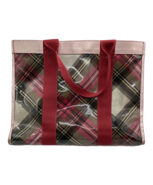 Vivienne Westwood（ヴィヴィアンウエストウッド）Vivienne Westwood (ヴィヴィアンウエストウッド) タータンチェックエナメルトートバッグ ピンクの古着・服飾アイテム