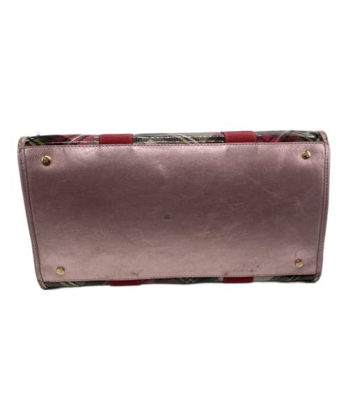 Vivienne Westwood（ヴィヴィアンウエストウッド）Vivienne Westwood (ヴィヴィアンウエストウッド) タータンチェックエナメルトートバッグ ピンクの古着・服飾アイテム