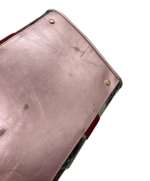 Vivienne Westwood（ヴィヴィアンウエストウッド）Vivienne Westwood (ヴィヴィアンウエストウッド) タータンチェックエナメルトートバッグ ピンクの古着・服飾アイテム