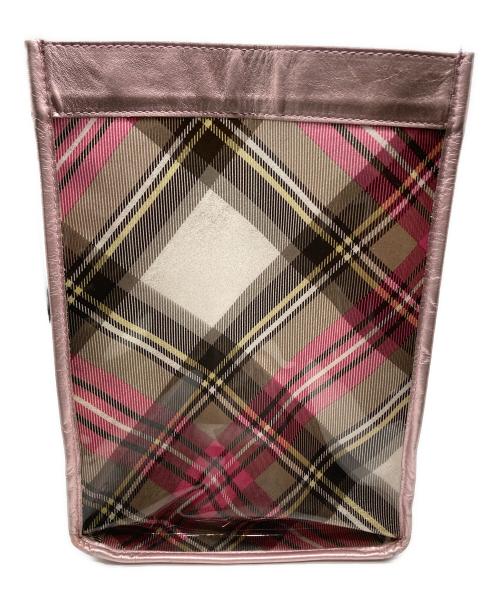 Vivienne Westwood（ヴィヴィアンウエストウッド）Vivienne Westwood (ヴィヴィアンウエストウッド) タータンチェックエナメルトートバッグ ピンクの古着・服飾アイテム