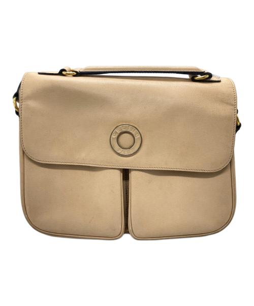 CELINE（セリーヌ）CELINE (セリーヌ) リザード型押しサークルロゴショルダーバッグ ベージュの古着・服飾アイテム